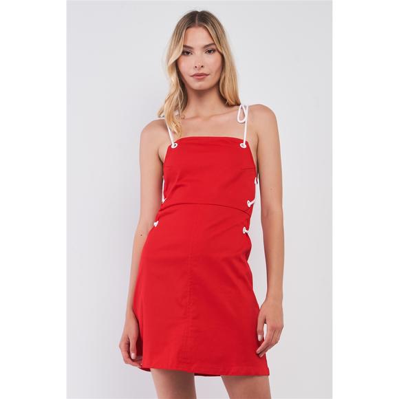 Rachell`s Boutique Dresses & Skirts - Lace-up Straps Sleeveless Square Neck Fitted Mini Dress